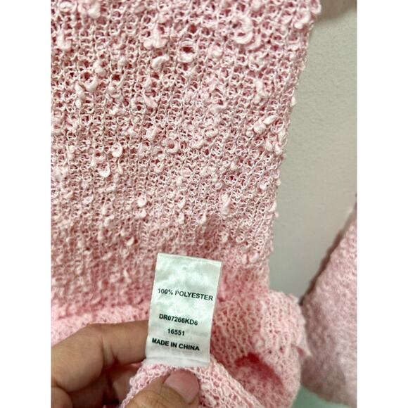 Meshki Marisol Off-Shoulder Boucle Bodycon Mini Dress Baby Pink Women's Size XS - Picture 6 of 6